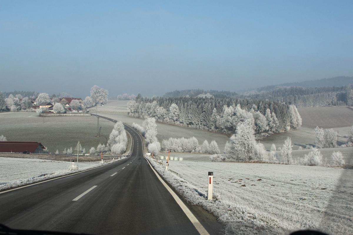 Schnee Glatt Eis Straße Winter