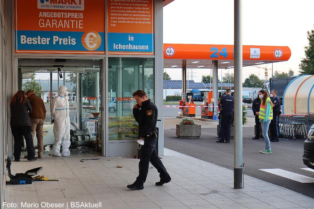 Geldautomat Ichenhausen V-Markt gesprengt