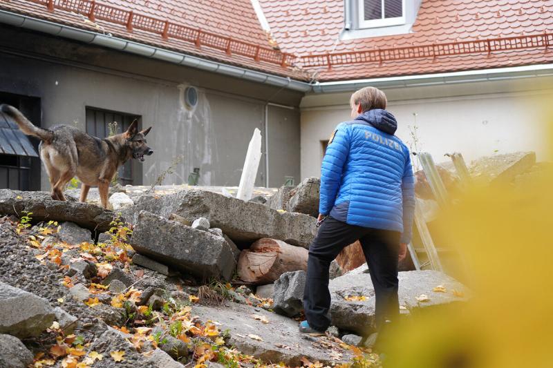 Polizeihunde Übung Trümmerfeld