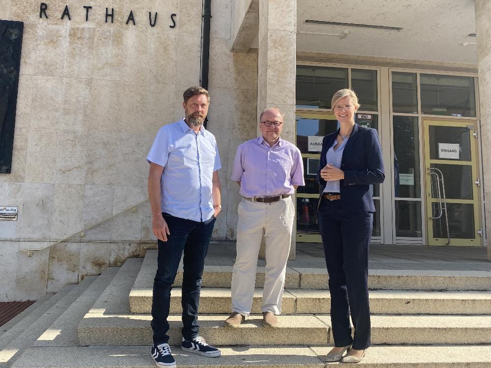 Neuer städtischer Wirtschaftsfoerderer Brauchle mit OB Albsteiger und Neidhart