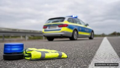 KI-generiertes Symbolfoto zu Verkehrsunfall / Unerlaubtes Entfernen vom Unfallort bei A8 bei Leipheim, Landkreis Günzburg