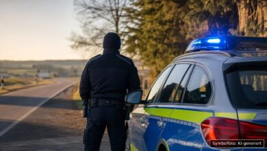 KI-generiertes Symbolfoto zu Verkehrsunfall / Polizeieinsatz bei Lindenberg im Allgäu