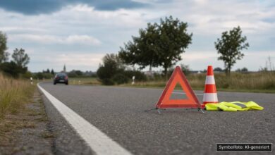 KI-generiertes Symbolfoto zu Verkehrsunfall bei Bürgermeister-Hefele-Straße, Donauwörth OT Riedlingen