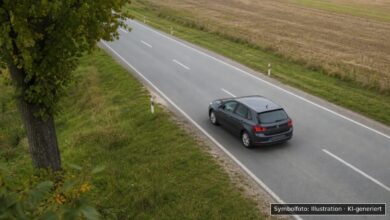 KI-generiertes Symbolfoto zu Verkehrskontrolle / Trunkenheit im Verkehr bei B17 bei Bärenkeller, Fahrtrichtung Norden